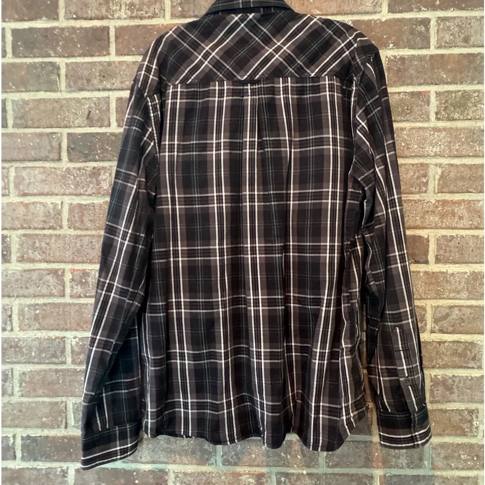 True Religion Men’s Black Plaid Shirt Size XXL